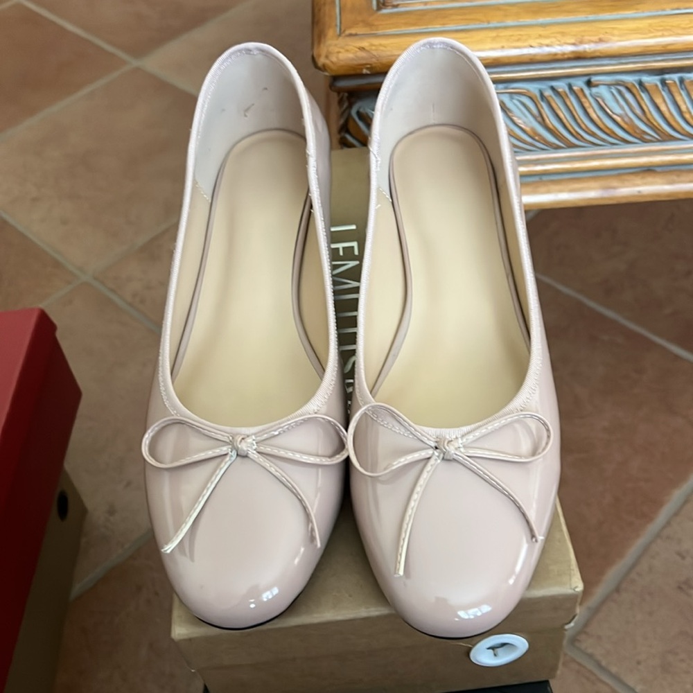 Classic Closed Round Toe Patent Leather Slip On Bow Tie Chunky Heel Pumps Shoes